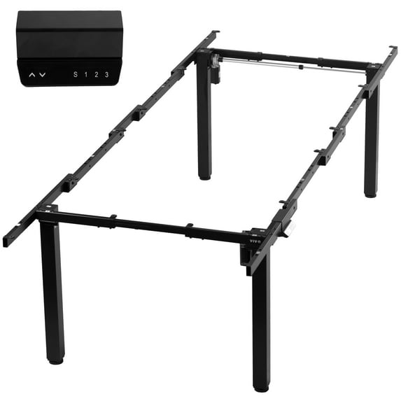 VIVO Black Electric Dual-Motor Height Adjustable 4-Leg Standing Desk Frame