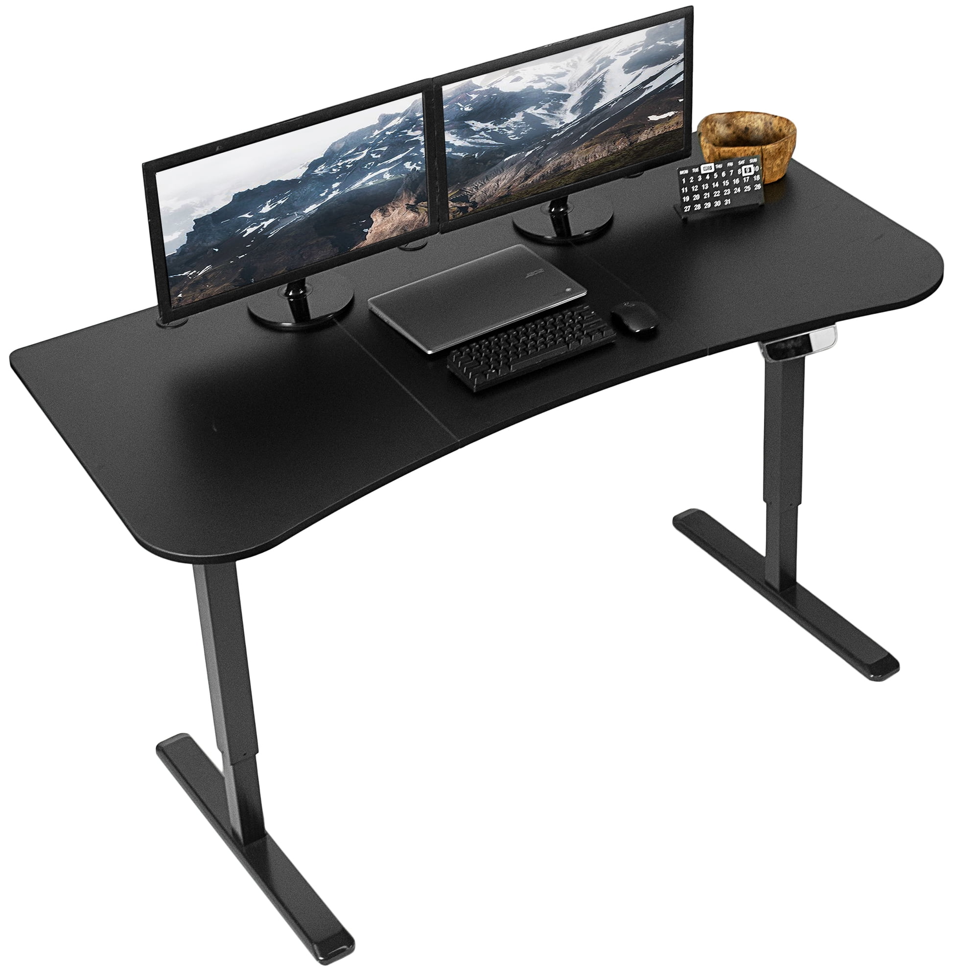 vivo DESK-V111VT Black Electric Mobile Height Adjustable Two Platform Standing Desk 36