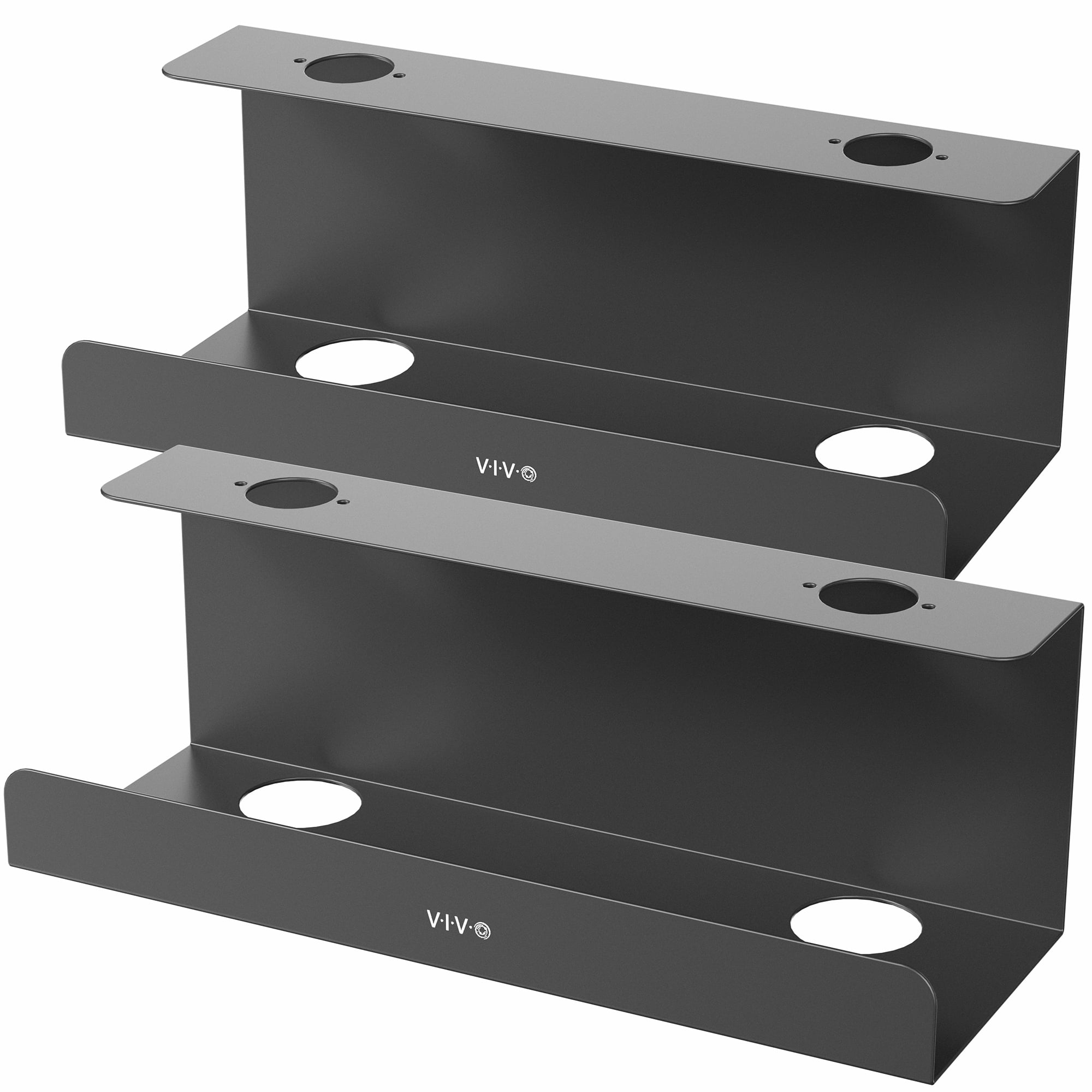 Black Metal Under Desk Cable Management Trays, Set of 2