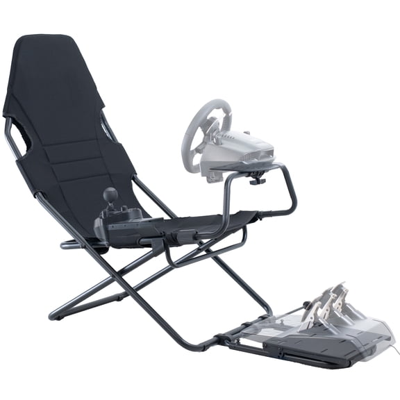 VIVO Black Folding Racing Simulator Cockpit w/ Wheel Stand, Pedal Mount, & More