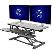 VIVO Black Height Adjustable 36 Standing Desk Monitor Riser, Sit Stand Tabletop