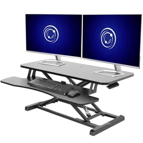 VIVO Black Height Adjustable 36" Standing Desk Monitor Riser, Sit Stand Tabletop