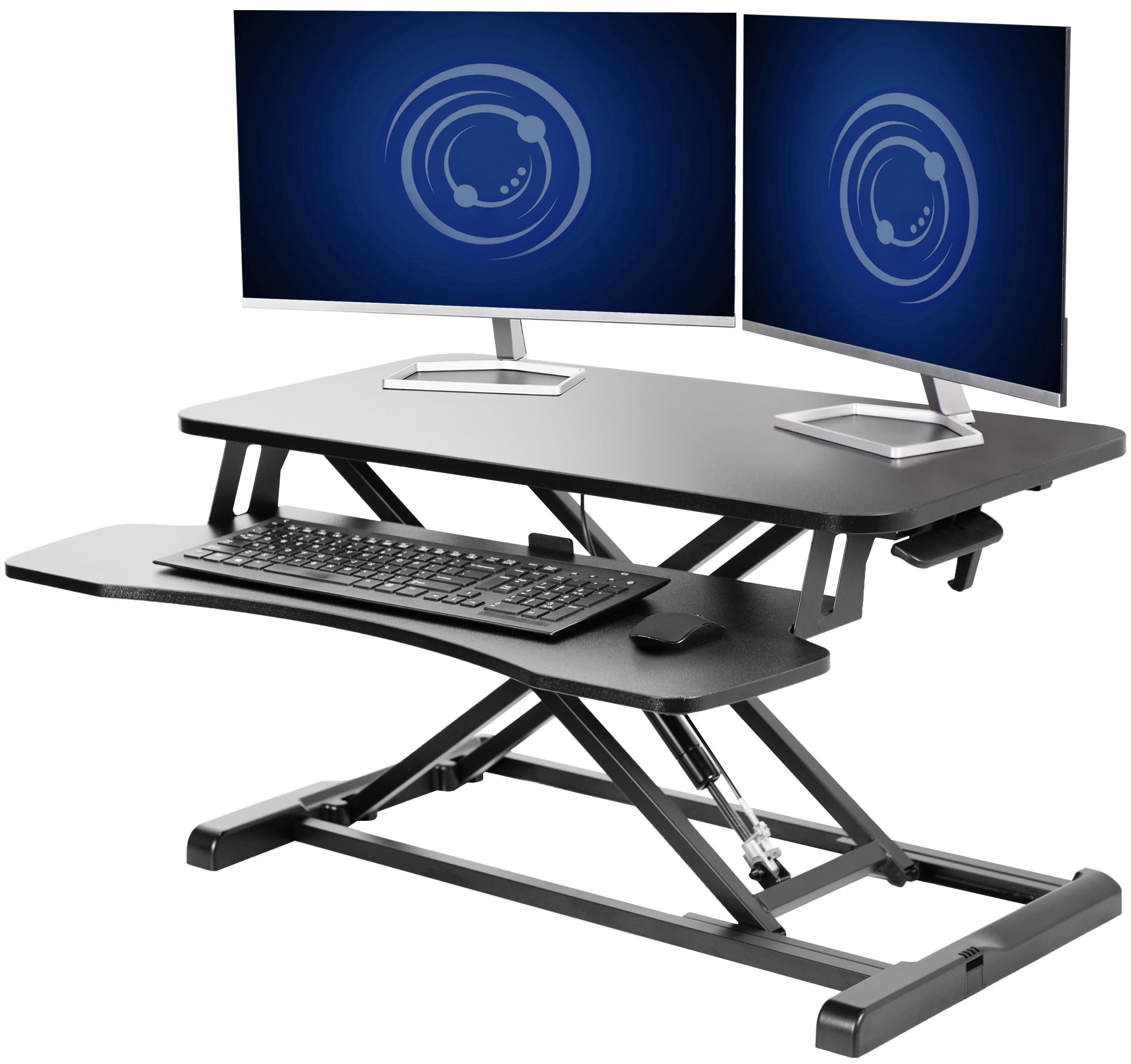 VIVO Black Height Adjustable Standing Desk Monitor Riser 32" Sit Stand Tabletop