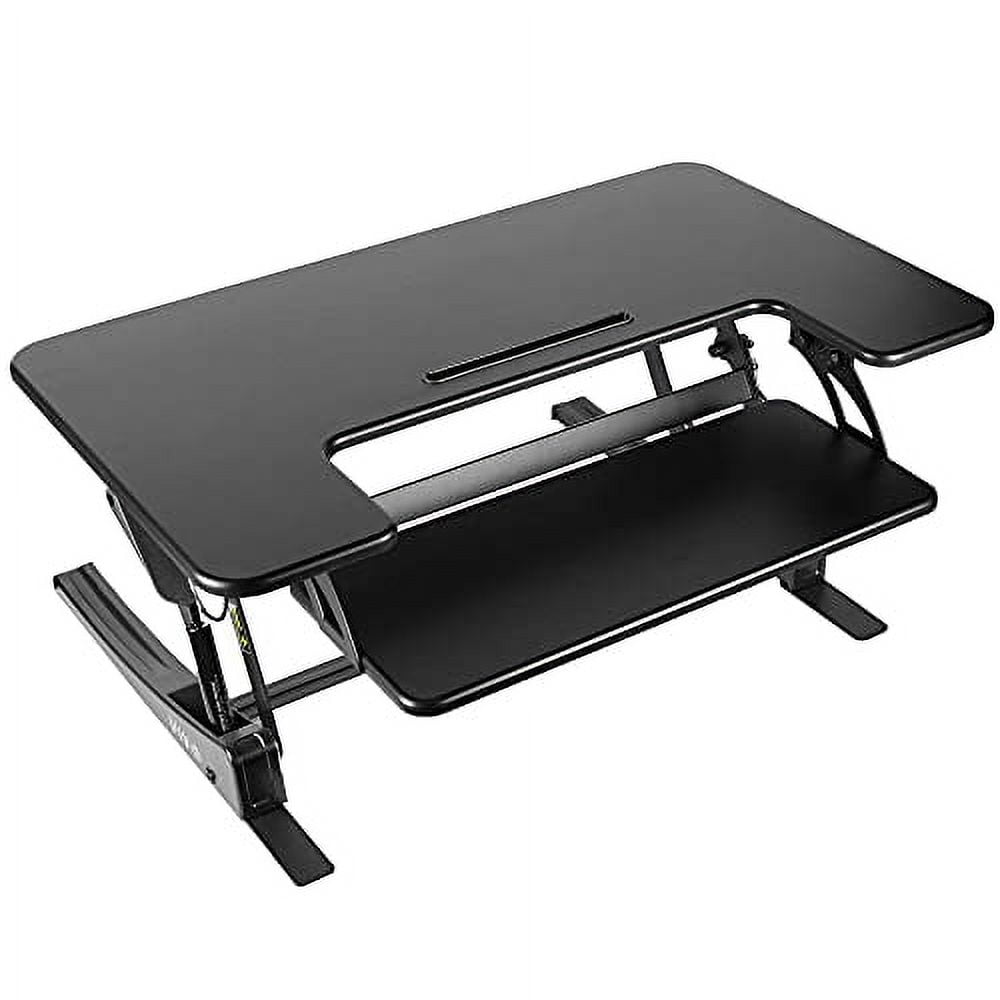 ErgoFlex 36" Black Adjustable Standing Desk Converter with Cable Management