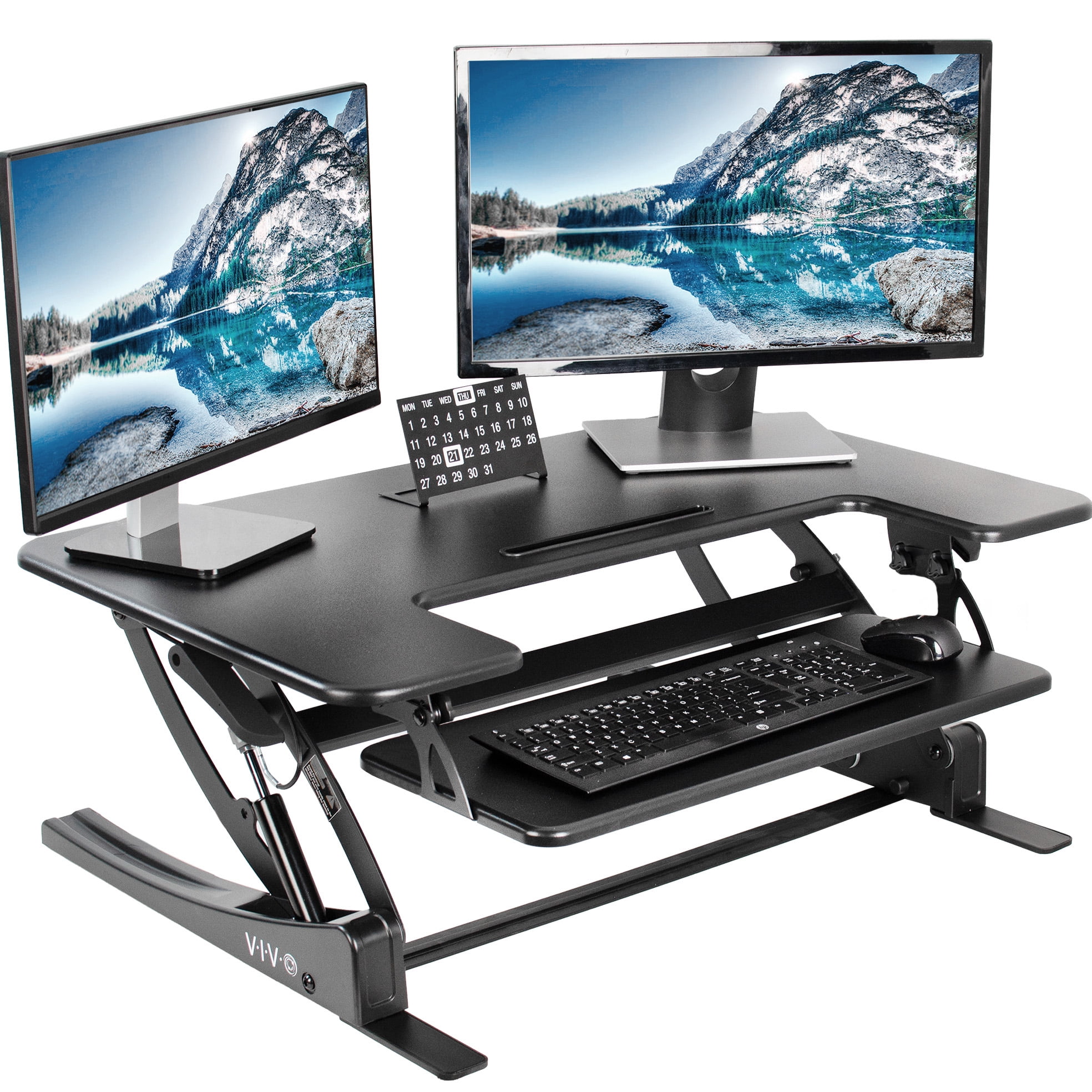 ErgoFlex 36" Black Adjustable Standing Desk Converter with Cable Management