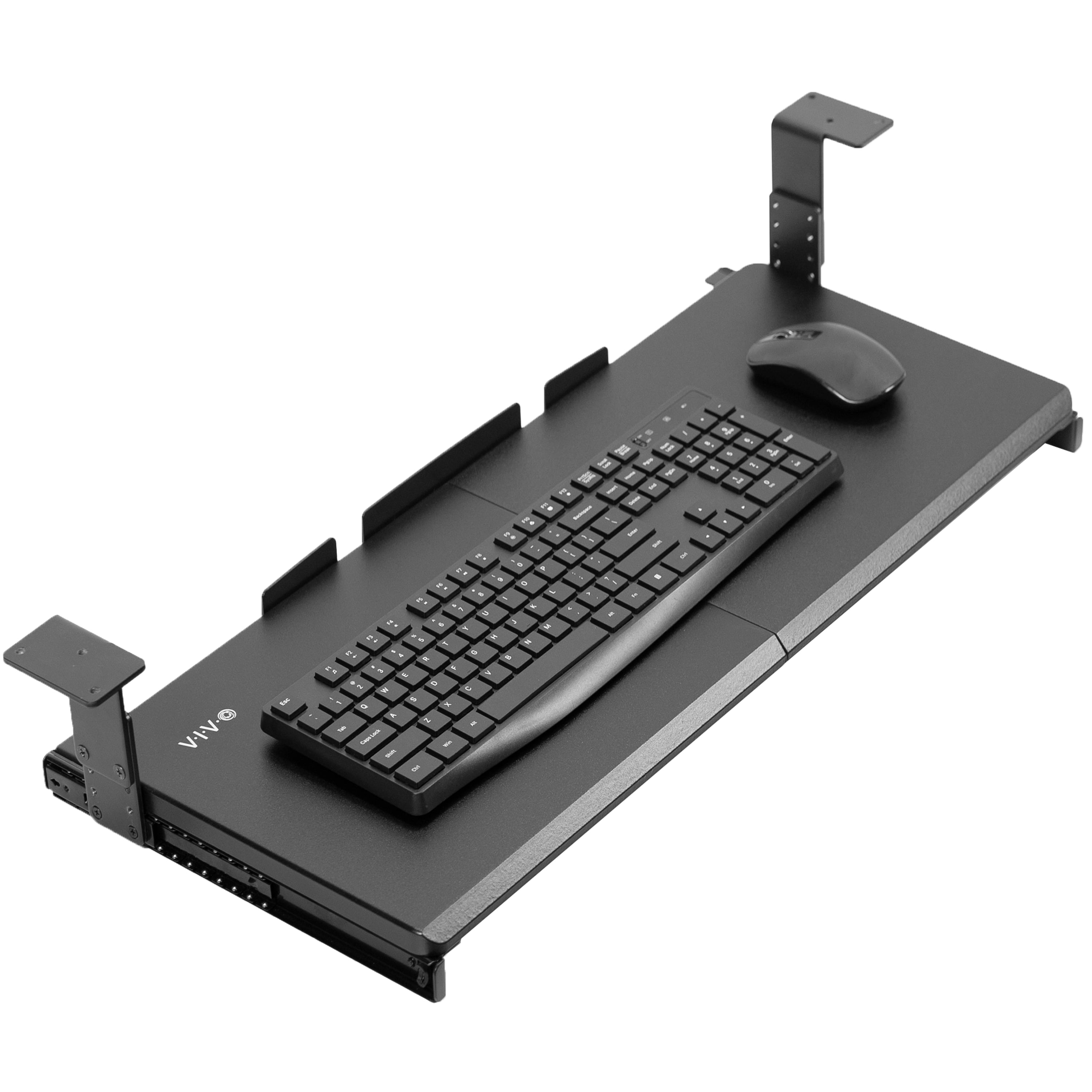 Black Adjustable Under Desk Keyboard Tray with Sliding Drawer