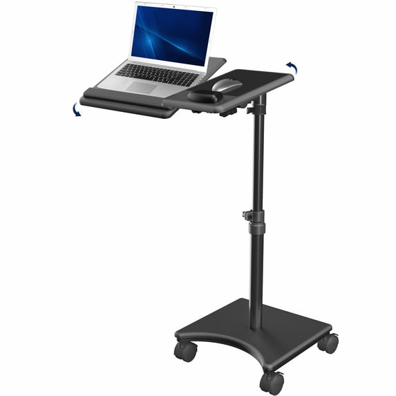VIVO Black Laptop Cart with Extension Arm and Mouse Pad