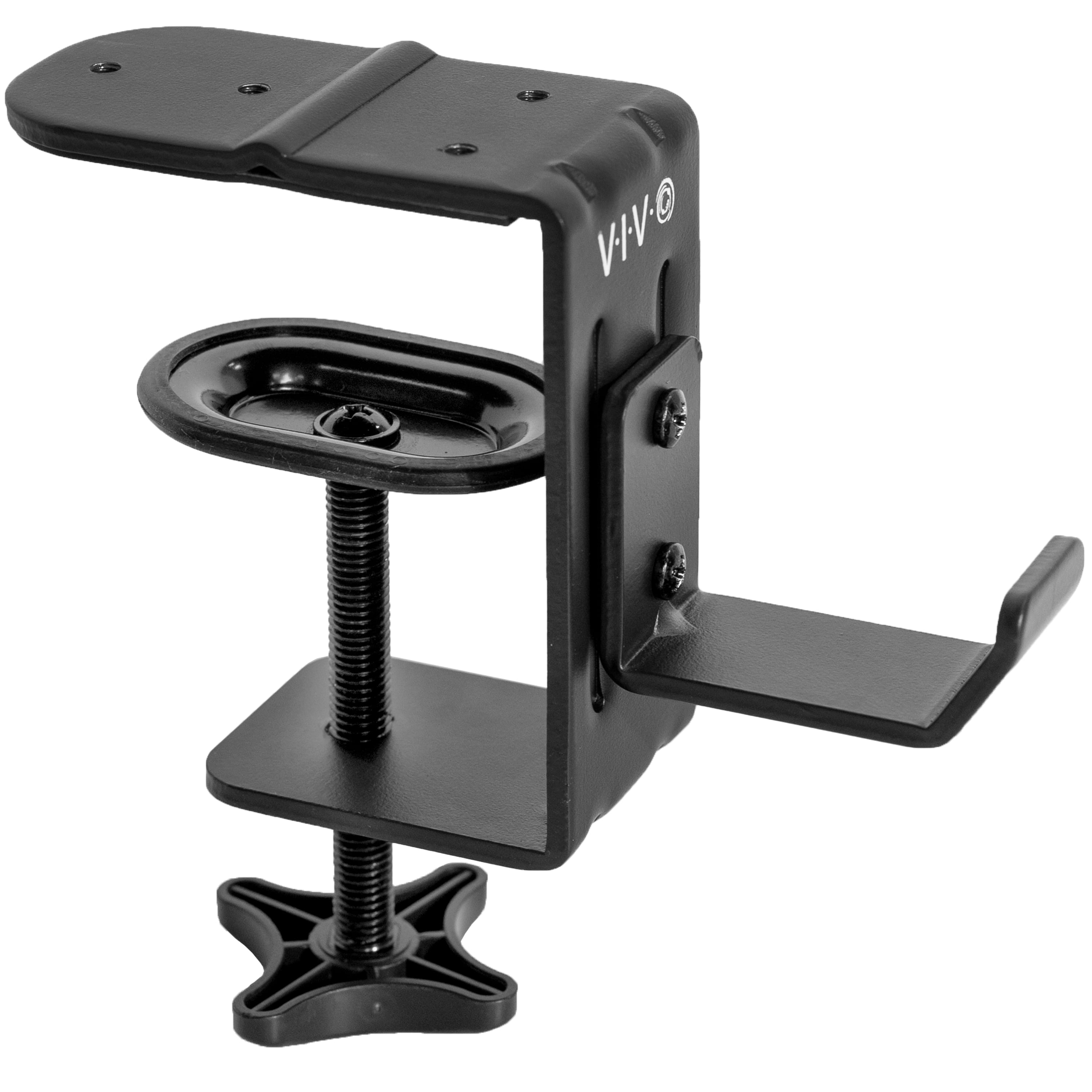 VIVO Black Metal Clamp-on Desk Hook Leg Clamp, Under Desk Accessory Holder