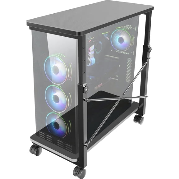 VIVO Black Mobile PC Cart with Storage, Premium Computer Tower Holder