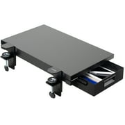 VIVO Black Premium Clamp-on 24" x 14" Desk Extension with Storage Drawer