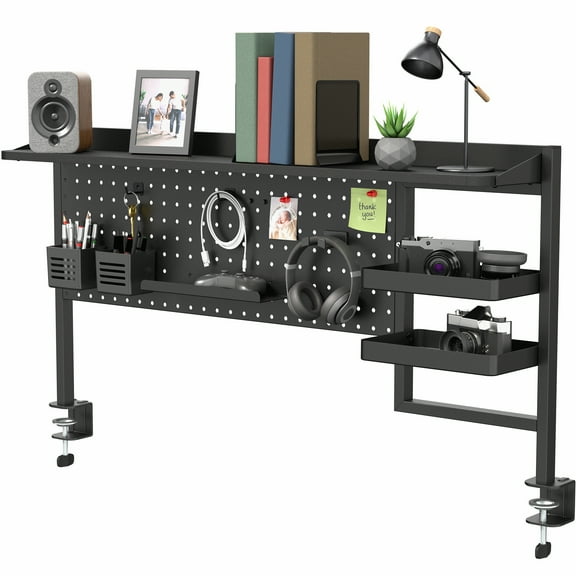 VIVO Black Steel Clamp-on 46" Multi-Purpose Pegboard Organizer