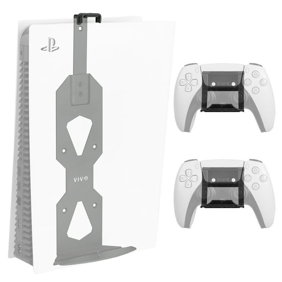 VIVO Black Steel Wall Mount Designed for PS5 Console, 2 Controller Mounts