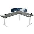 thumbnail image 1 of VIVO Black / White Electric 75" x 63" Corner Standing Desk, L-Shaped Workstation, 1 of 3