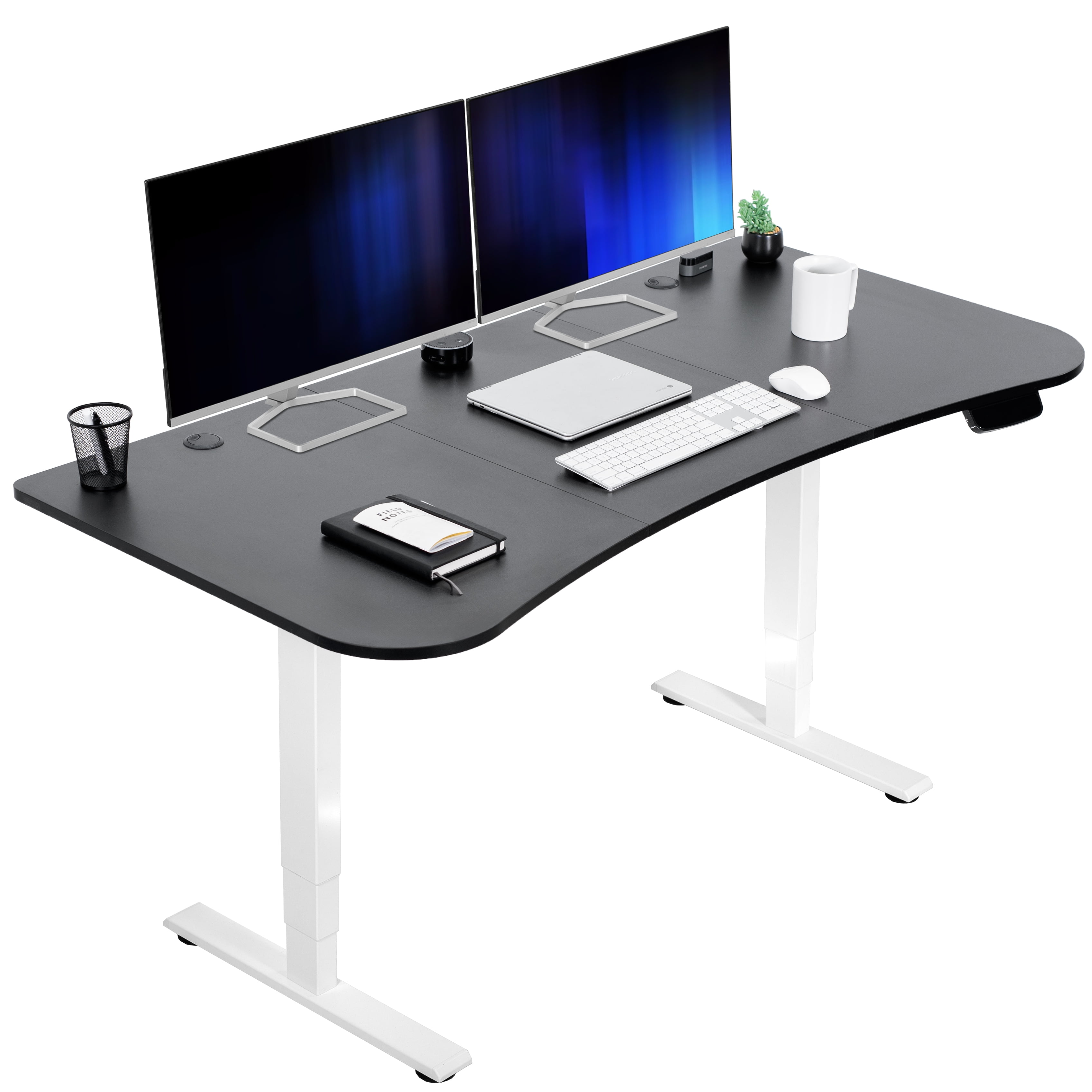 Adjustable Height 63'' Black and White Electric Standing Desk