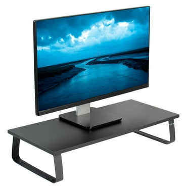 VIVO Black Wood 24" Wide Desktop Stand Ergonomic TV Monitor Riser Desk Organizer