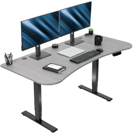 VIVO Electric 63" x 32" Stand Up Desk, Dark Gray Table Top, Black Frame
