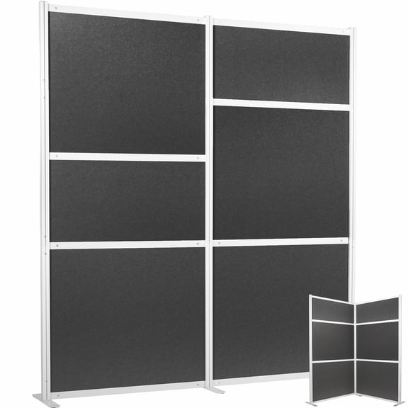 VIVO Dark Gray Modular PET Wall System, Modern Office Cubicle Dividers, 2-Pack