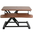 thumbnail image 1 of VIVO Dark Walnut 26" Height Adjustable Standing Desk Monitor Riser, Black Frame, 1 of 9
