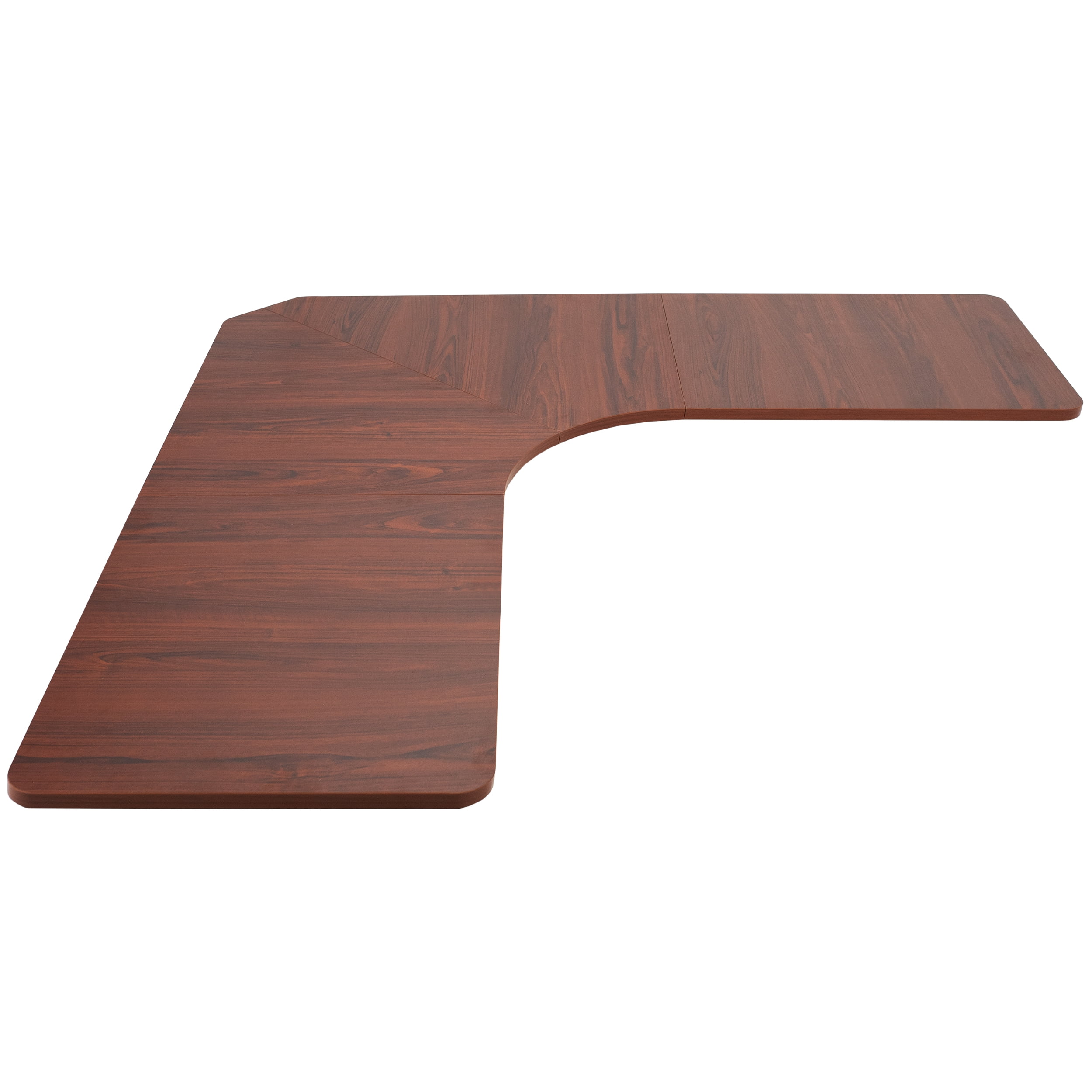 VIVO Dark Walnut 71x71 inch Curved Corner Table Top for Sit to Stand