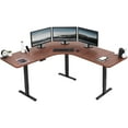 thumbnail image 1 of VIVO Dark Walnut / Black Electric 71" x 71" Curved Corner Stand Up Desk, 1 of 7
