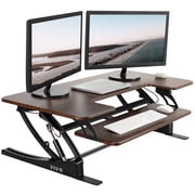 VIVO Dark Walnut Height Adjustable Extra Wide 42 Stand Up Desktop Converter