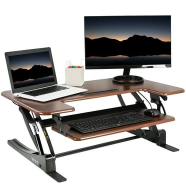 VIVO Black Corner Height Adjustable Cubicle Sit to Standing Tabletop ...
