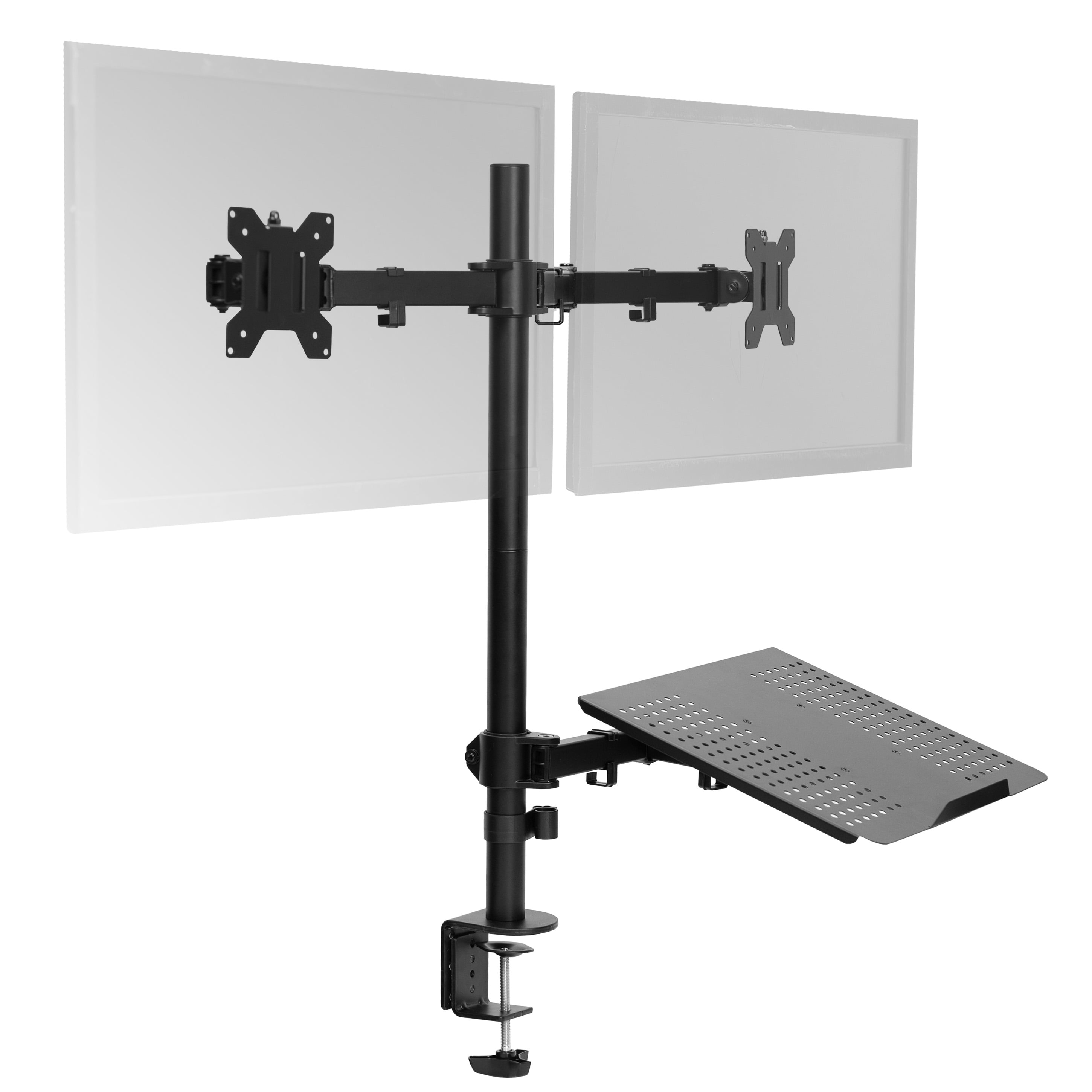 VIVO Dual 13" to 27" Monitor Mount with Laptop Holder, Tall Adjustable