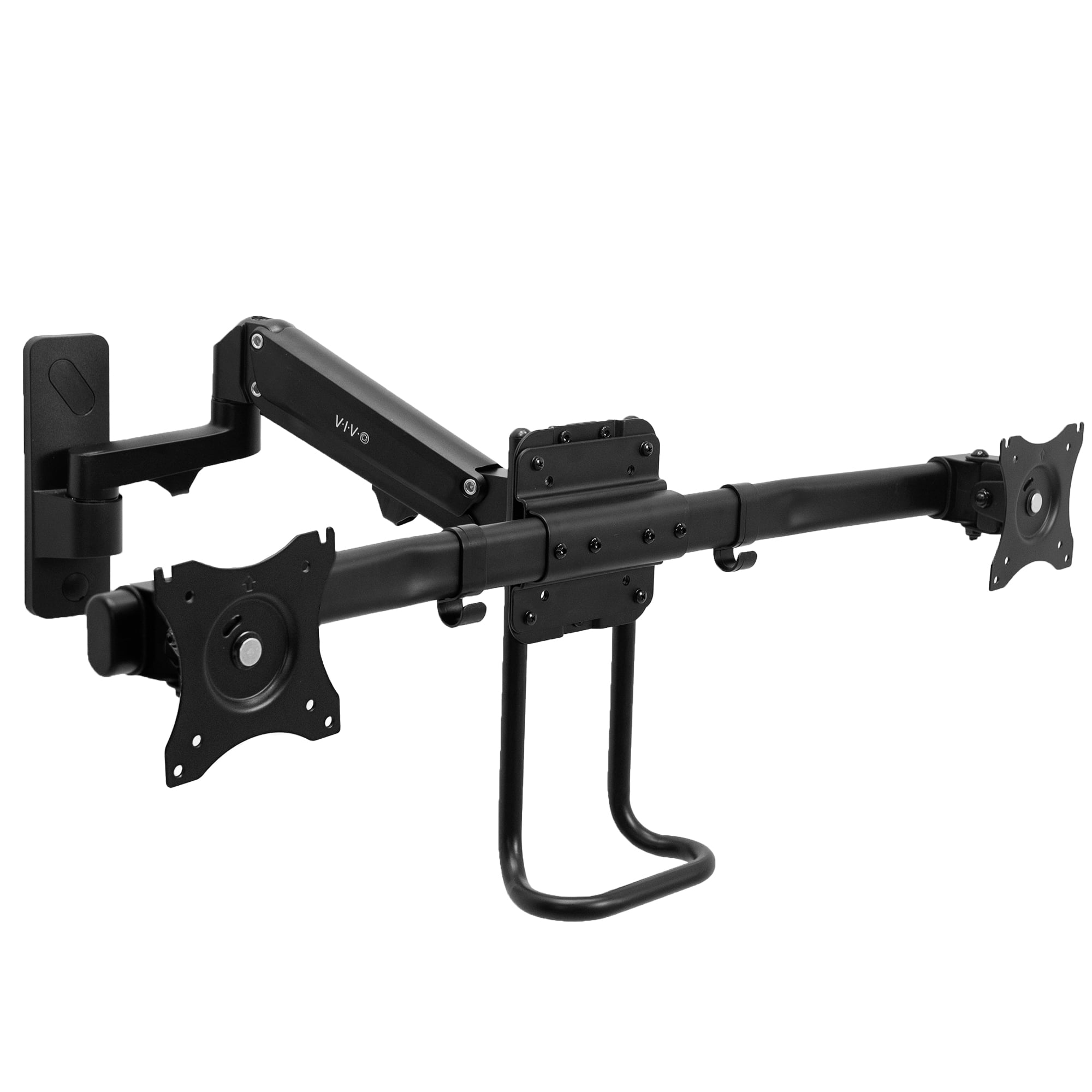 Black Aluminum Dual Monitor Pneumatic Arm Wall Mount