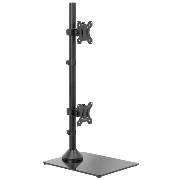 VIVO Dual Monitor Vertical Stand, Glass Base, Fits 2 Ultrawide Screens up to 34"