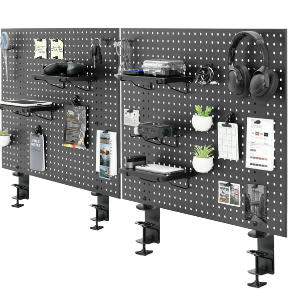 VIVO Dual Steel Clamp-on 60" x 24" Desktop Pegboard, Magnetic Privacy Panel