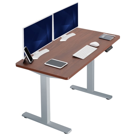 VIVO Electric 43” x 24” Stand Up Desk | Dark Walnut Table Top, Gray Frame