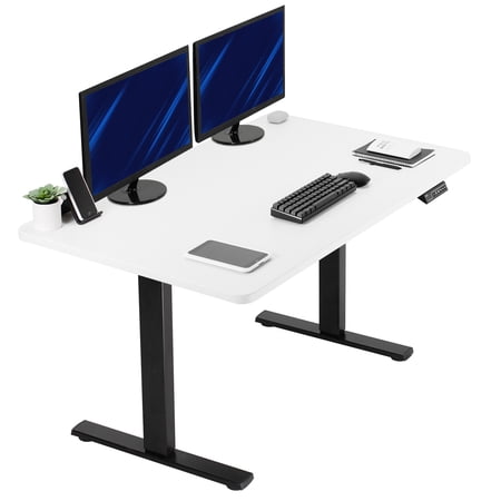 VIVO Electric 43” x 24” Stand Up Desk | White Table Top, Black Frame