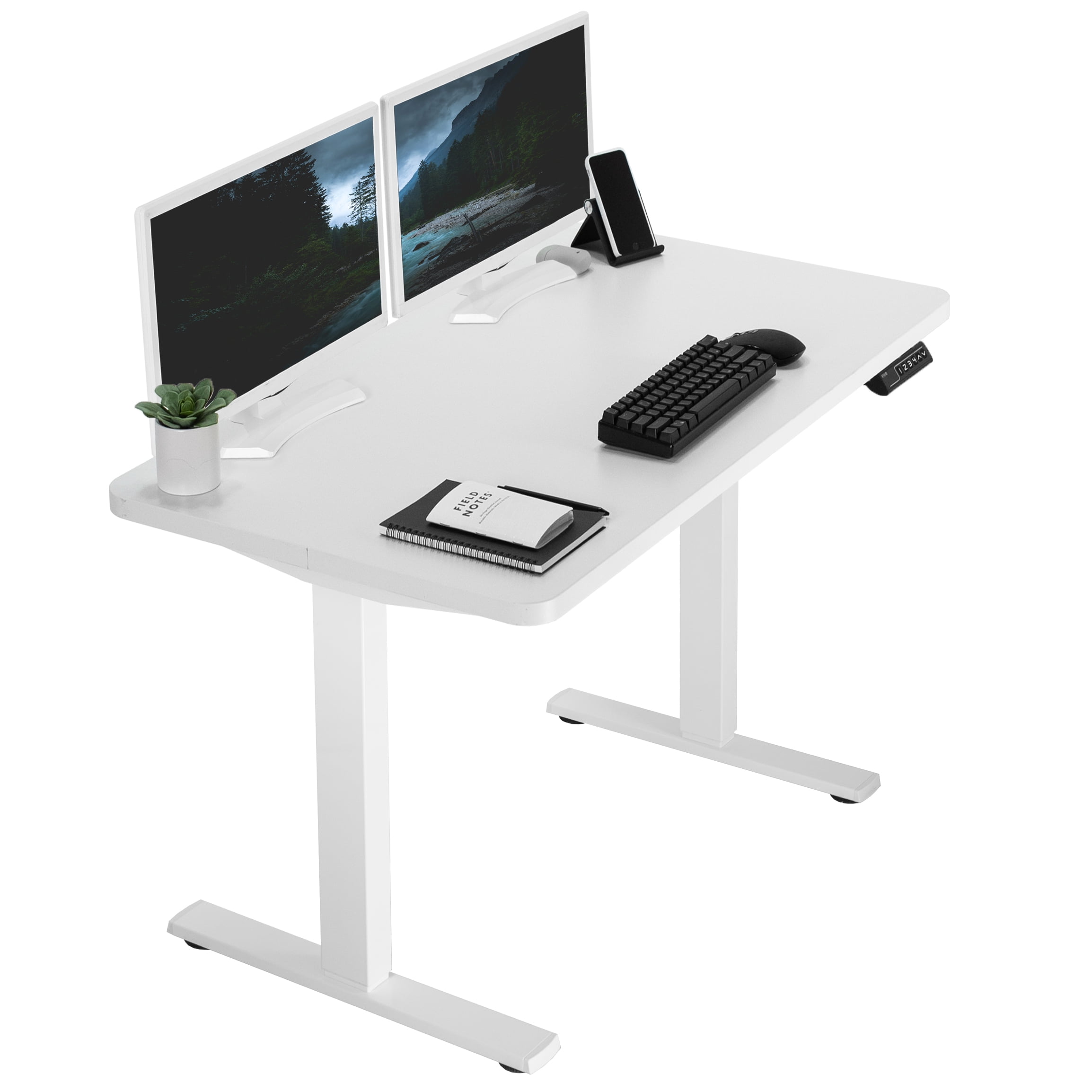 White Adjustable Height Electric Standing Desk with Memory Presets