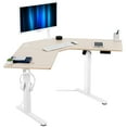 thumbnail image 1 of VIVO Electric 47" x 47" Corner Standing Desk, Light Wood Table Top, White Frame, 1 of 8