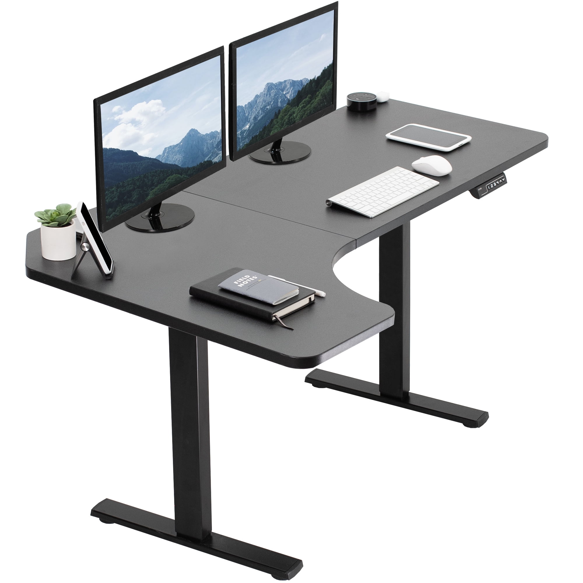 Black Adjustable Height L-Shaped Electric Standing Desk