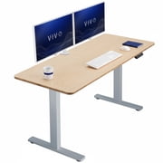 VIVO Electric 60  x 24  Stand Up Desk, Bamboo Table Top, Gray Frame