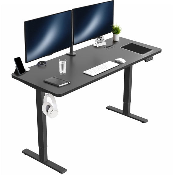 VIVO Electric 60” x 24” Stand Up Desk | Black Table Top, Black Frame