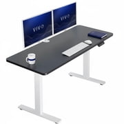 VIVO Electric 60  x 24  Stand Up Desk | Black Table Top, White Frame