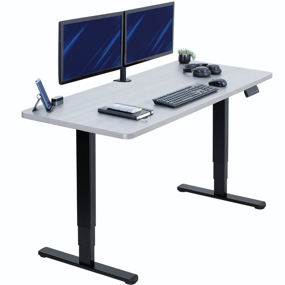 VIVO Electric 60" x 24" Stand Up Desk, Dark Gray Table Top, Black Frame