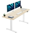 thumbnail image 1 of VIVO Electric 60” x 24” Stand Up Desk | Light Wood Table Top, White Frame, 1 of 8