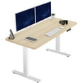 thumbnail image 1 of VIVO Electric 60” x 24” Stand Up Desk | Light Wood Table Top, White Frame, 1 of 8