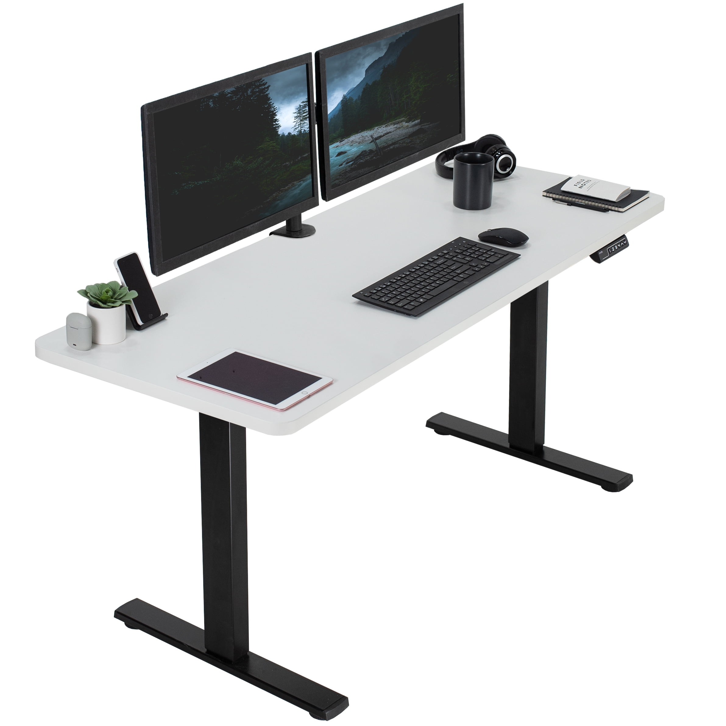 White and Black Adjustable Height Electric Standing Desk
