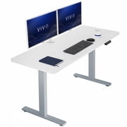 VIVO Electric 60  x 24  Stand Up Desk, White Table Top, Gray Frame
