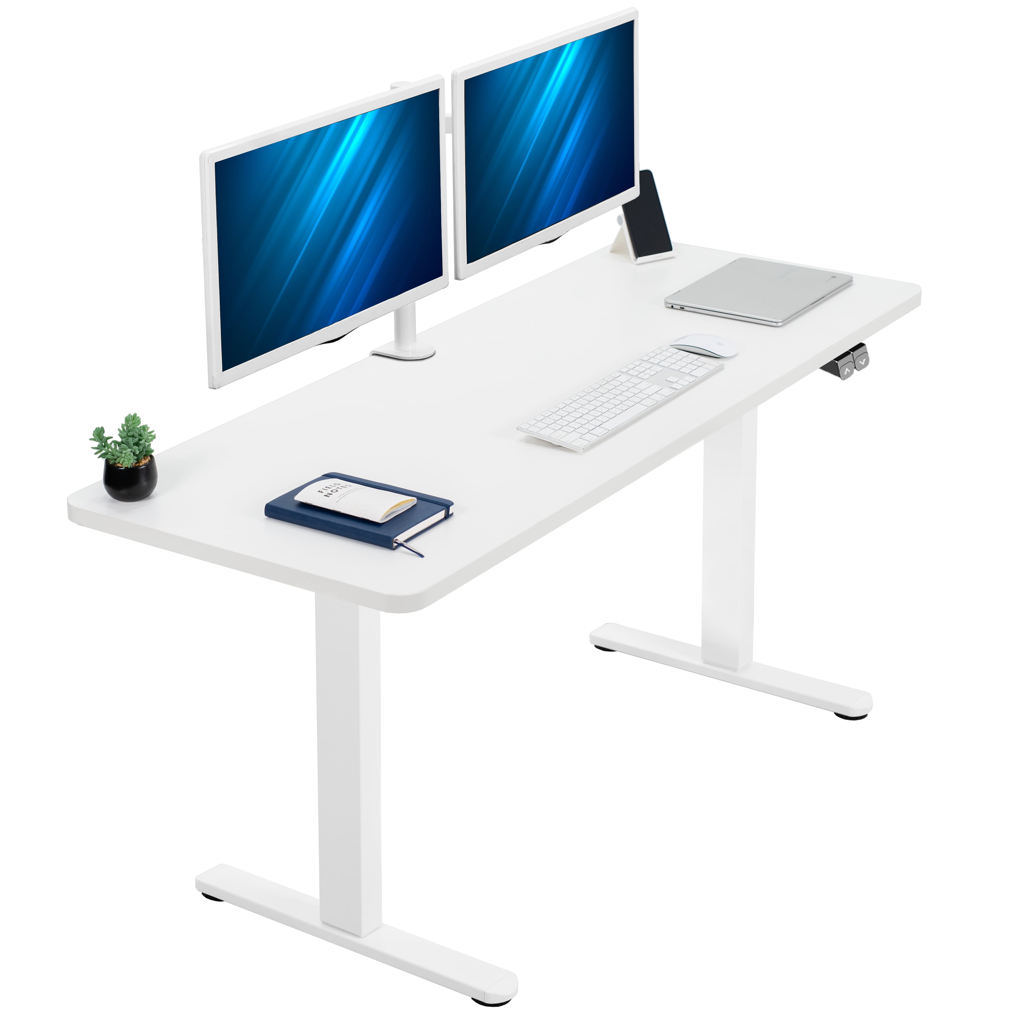 Adjustable White Electric Standing Desk with Cable Management, 60''x24''