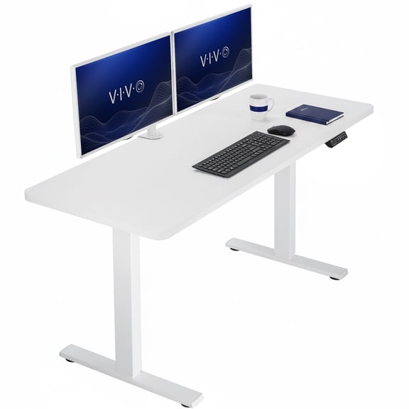 VIVO Electric 60” x 24” Stand Up Desk | White Table Top, White Frame
