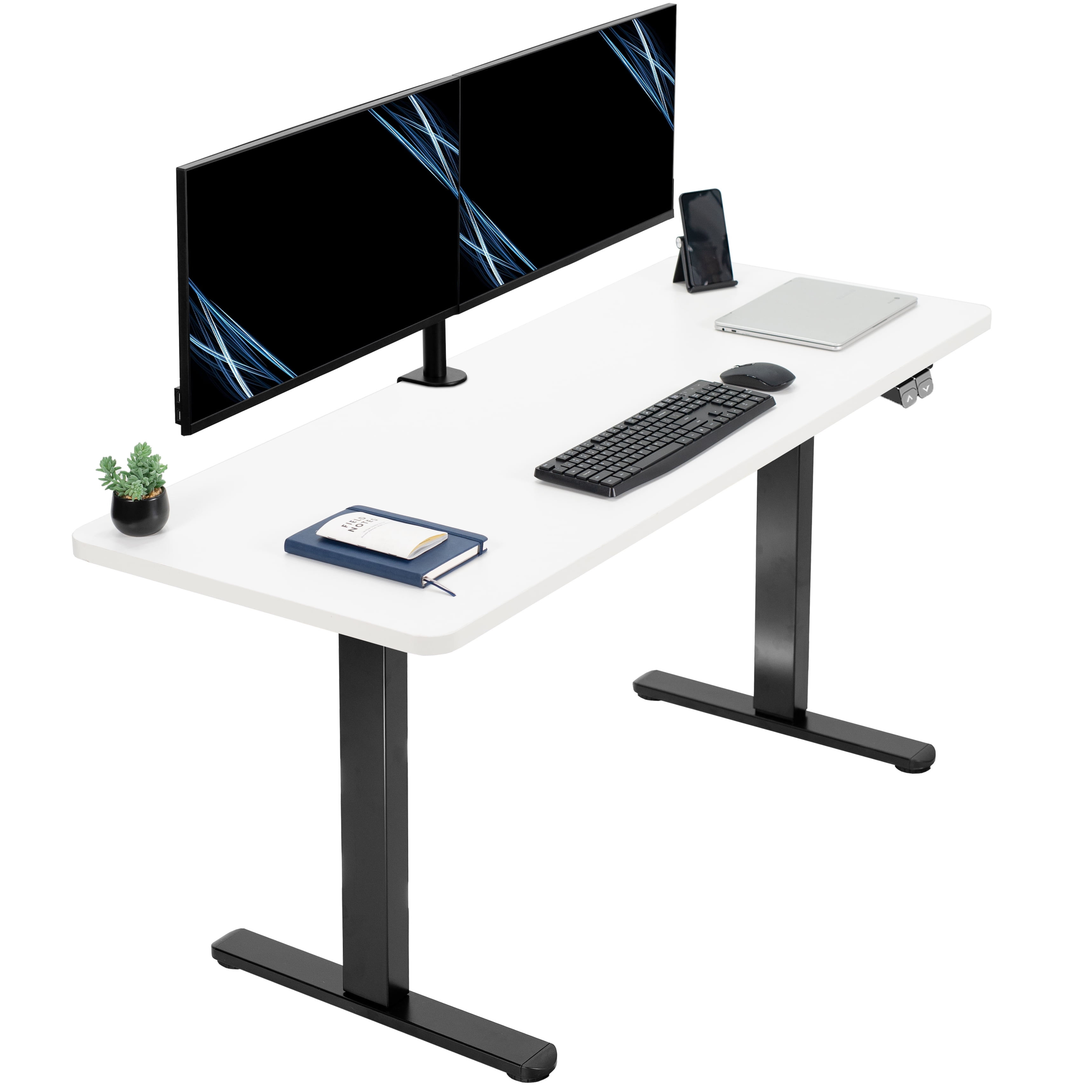 Adjustable Height 60'' Electric Standing Desk in Black & White