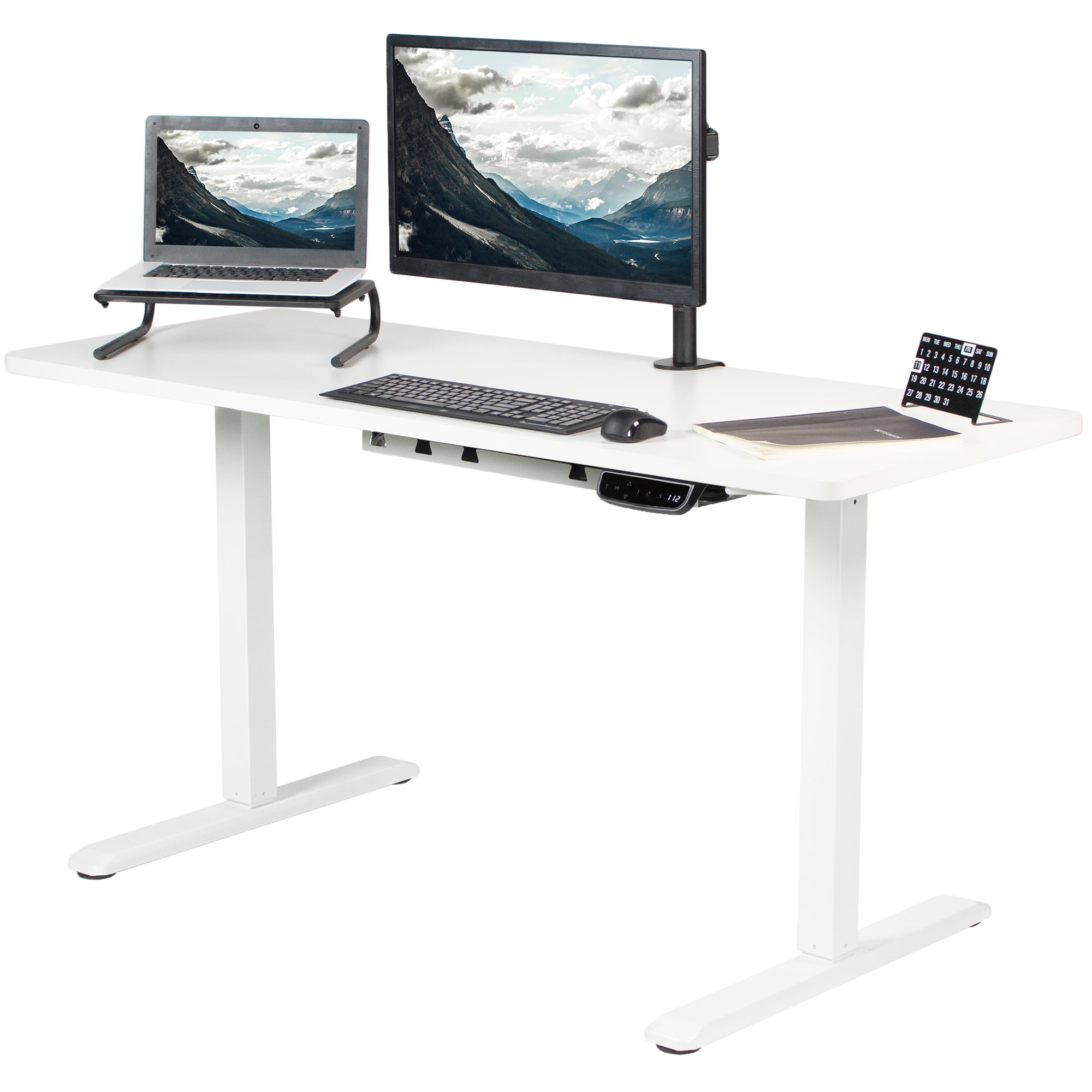 VIVO Electric 60” x 24” Standing Desk White Top, White Frame w