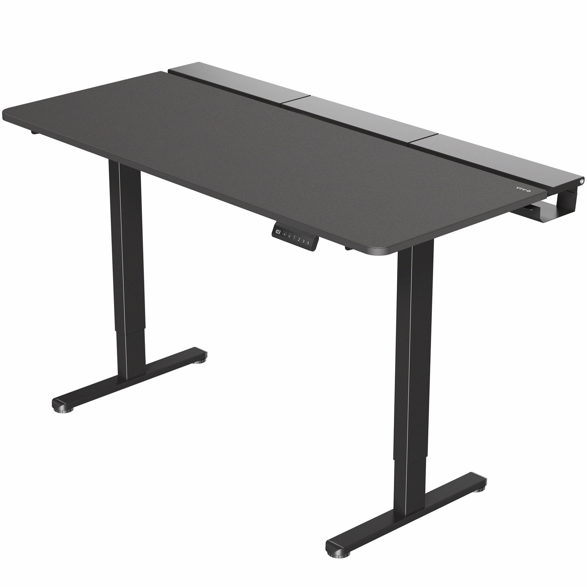 VIVO Electric 60" x 30" Desk, Full Pad, Black Hidden Cable Tabletop, Black Frame