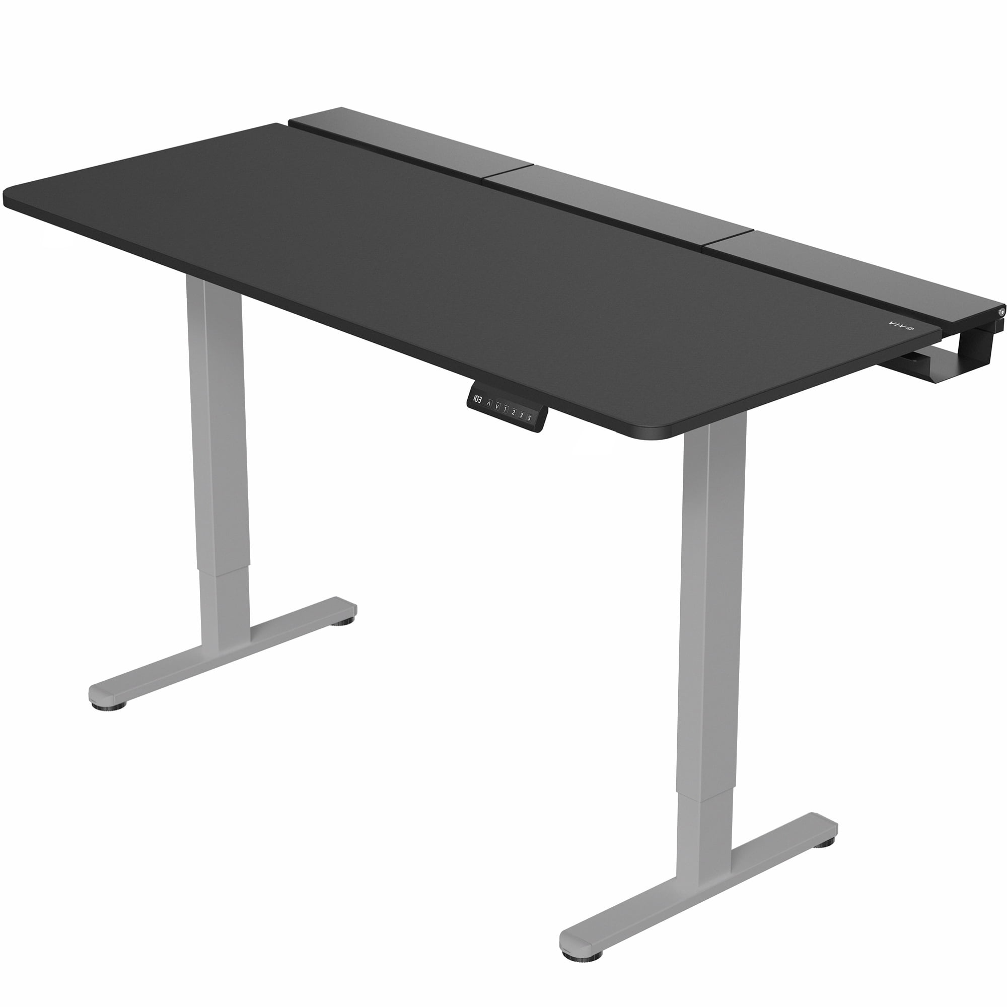VIVO Electric 60" x 30" Desk, Full Pad, Black Hidden Cable Tabletop, Gray Frame