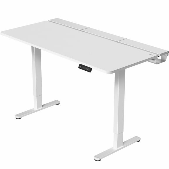 VIVO Electric 60" x 30" Desk, Full Pad, White Hidden Cable Tabletop, White Frame